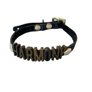 HARMONY Brass Letters Leather Buckle Bracelet